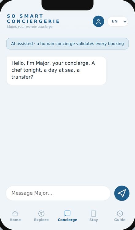 Concierge chat inside the app