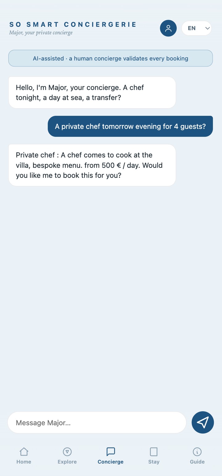 Concierge chat inside the app